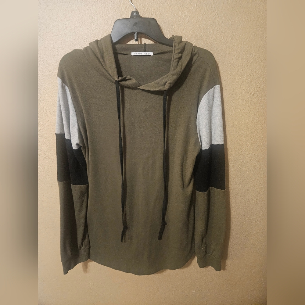 Womens PinkMStyle Colorblock Lightweight Hoodie Pullover Sweatshirt Size Medium